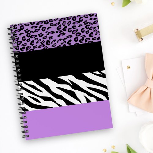 Leopard Print Zebra Print Animal Print Purple Notebook