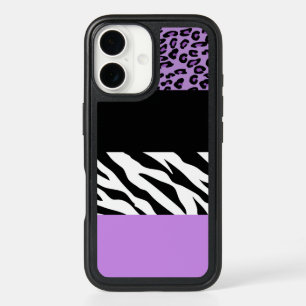 Leopard Print, Zebra Print, Animal Print, Purple iPhone 16 Case