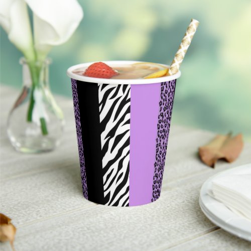 Leopard Print Zebra Print Animal Print Purple Paper Cups