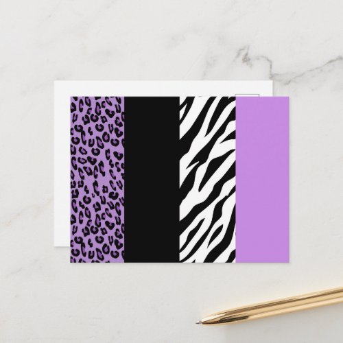 Leopard Print Zebra Print Animal Print Purple Postcard