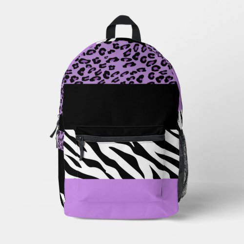 Leopard Print Zebra Print Animal Print Purple Printed Backpack