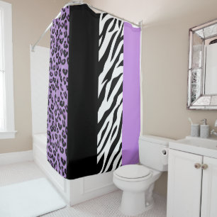 Leopard Print, Zebra Print, Animal Print, Purple Shower Curtain