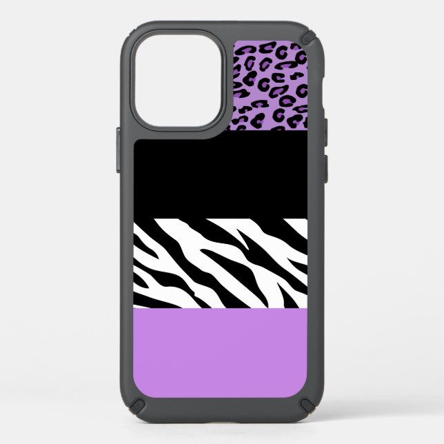 Leopard Print, Zebra Print, Animal Print, Purple Speck iPhone 12 Case (Front)