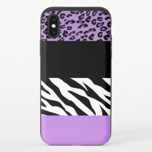 Leopard Print, Zebra Print, Animal Print, Purple iPhone X Slider Case