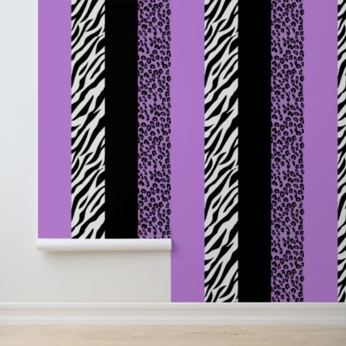 Leopard Print Zebra Print Animal Print Purple Wallpaper