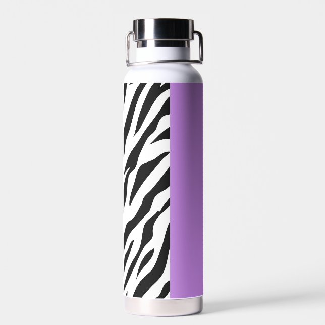 Leopard Print, Zebra Print, Animal Print, Purple Water Bottle (Back)