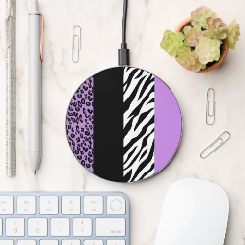 Leopard Print Zebra Print Animal Print Purple Wireless Charger