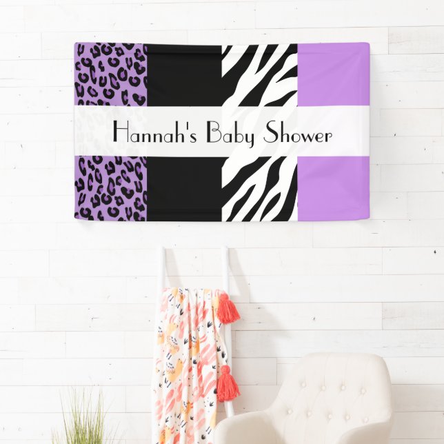 Leopard Print, Zebra Print, Baby Shower Banner (Insitu)