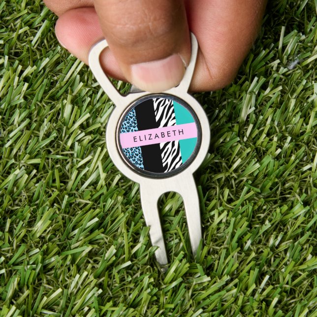 Leopard Print, Zebra Print, Blue, Your Name Divot Tool (Insitu 1)