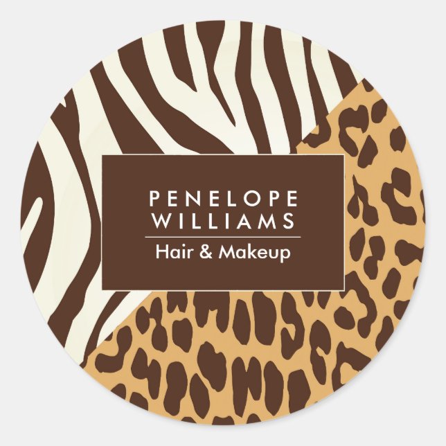 Leopard Print Zebra Print Classic Round Sticker (Front)