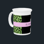 Leopard Print, Zebra Print, Green, Your Name Beverage Pitcher<br><div class="desc">Elegant,  stylish and sophisticated leopard and zebra pattern in green color. Modern and trendy gift,  perfect for the animal print lover in your life. Personalize by adding your name,  nickname,  monogram or initials.</div>