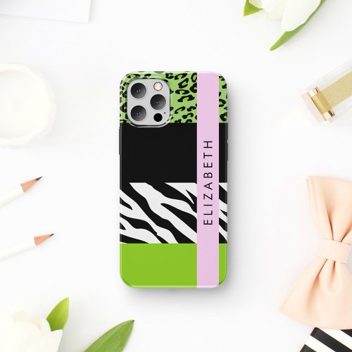 Leopard Print Zebra Print Green Your Name iPhone 12 Pro Case