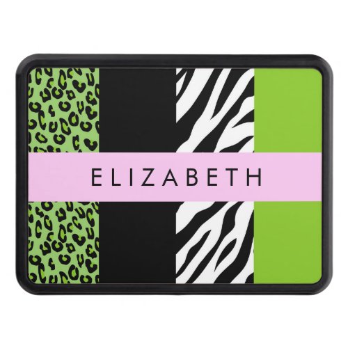 Leopard Print Zebra Print Green Your Name Hitch Cover
