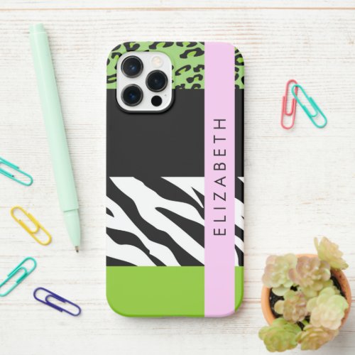 Leopard Print Zebra Print Green Your Name iPhone 12 Pro Case