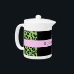 Leopard Print, Zebra Print, Green, Your Name Teapot<br><div class="desc">Elegant,  stylish and sophisticated leopard and zebra pattern in green color. Modern and trendy gift,  perfect for the animal print lover in your life. Personalize by adding your name,  nickname,  monogram or initials.</div>