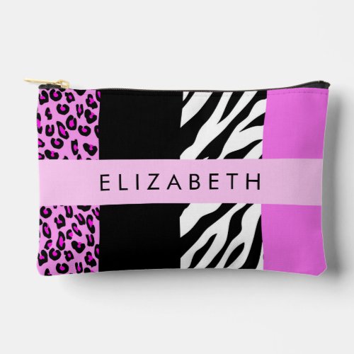 Leopard Print Zebra Print Pink Your Name Accessory Pouch