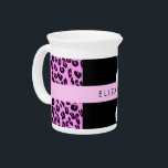 Leopard Print, Zebra Print, Pink, Your Name Beverage Pitcher<br><div class="desc">Elegant, stylish and sophisticated leopard and zebra pattern in pink color. Modern and trendy gift, perfect for the animal print lover in your life. Personalize by adding your name, nickname, monogram or initials.</div>