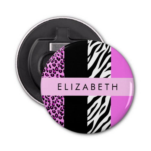 Leopard Print Zebra Print Pink Your Name Bottle Opener