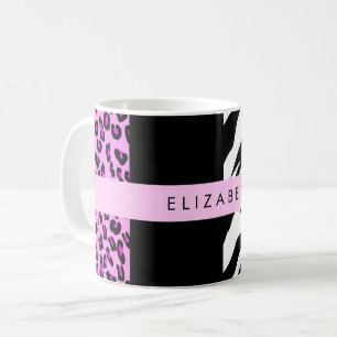 Leopard Print, Zebra Print, Pink, Your Name Coffee Mug
