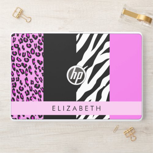 Leopard Print Zebra Print Pink Your Name HP Laptop Skin