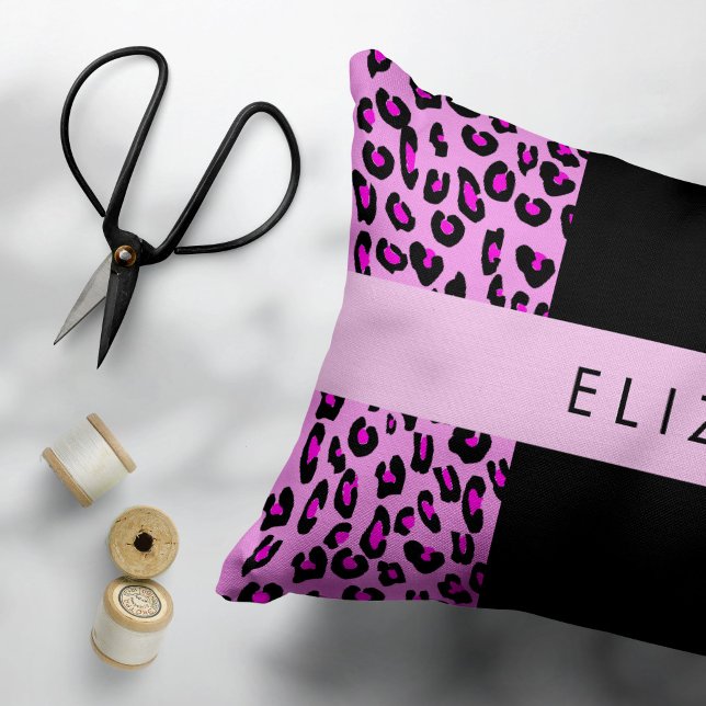 Leopard Print, Zebra Print, Pink, Your Name Pet Bed (Creator Uploaded)