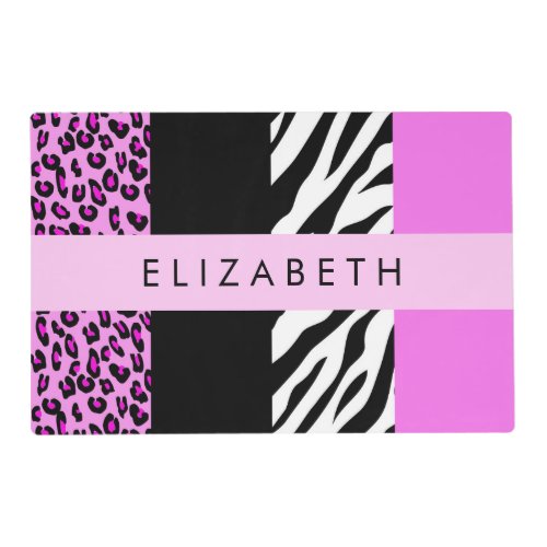 Leopard Print Zebra Print Pink Your Name Placemat