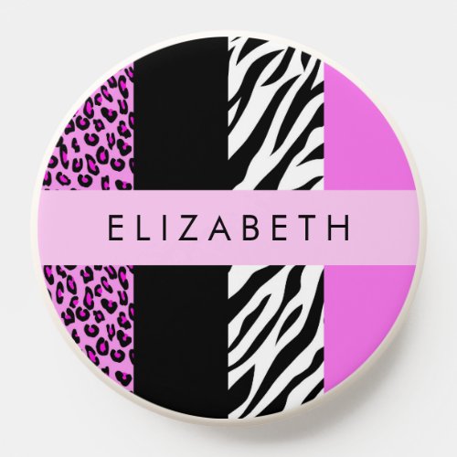 Leopard Print Zebra Print Pink Your Name PopSocket