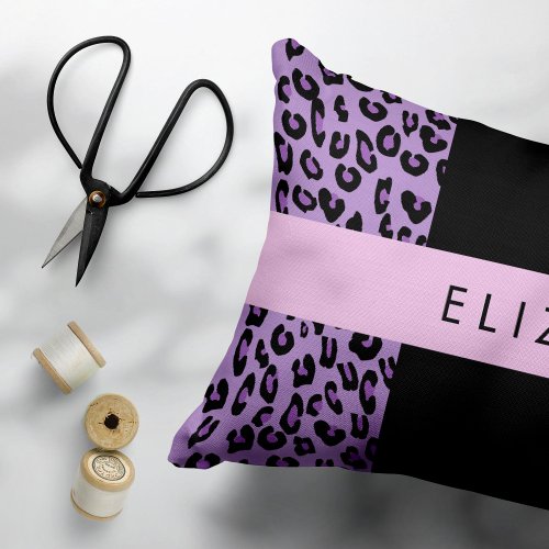 Leopard Print Zebra Print Purple Your Name Accent Pillow