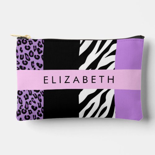 Leopard Print Zebra Print Purple Your Name Accessory Pouch