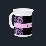 Leopard Print, Zebra Print, Purple, Your Name Beverage Pitcher<br><div class="desc">Elegant,  stylish and sophisticated leopard and zebra pattern in purple color. Modern and trendy gift,  perfect for the animal print lover in your life. Personalize by adding your name,  nickname,  monogram or initials.</div>