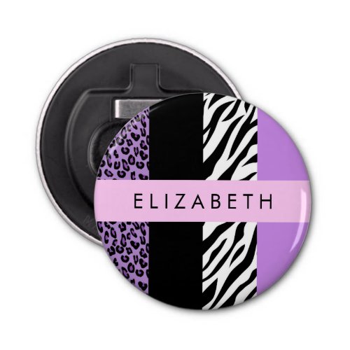 Leopard Print Zebra Print Purple Your Name Bottle Opener