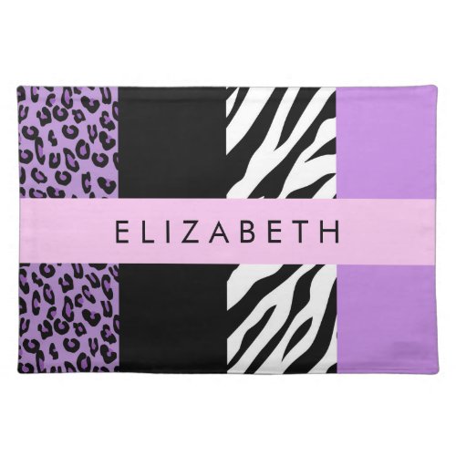 Leopard Print Zebra Print Purple Your Name Cloth Placemat