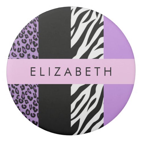 Leopard Print Zebra Print Purple Your Name Eraser