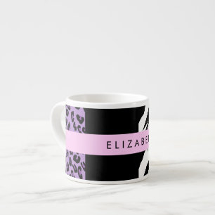 Leopard Print, Zebra Print, Purple, Your Name Espresso Cup