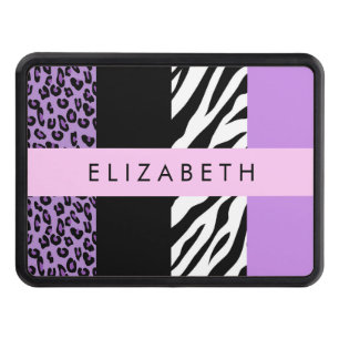 Leopard Print, Zebra Print, Purple, Your Name Hitch Cover