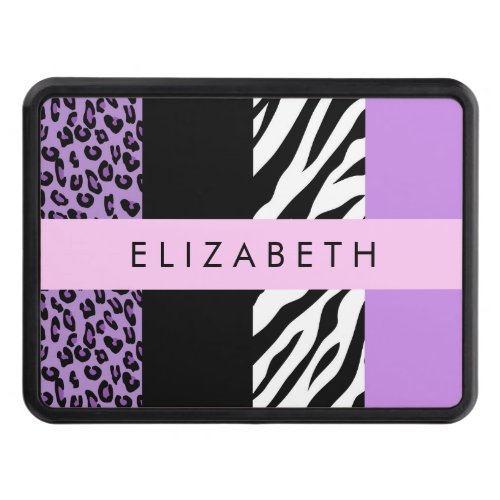 Leopard Print Zebra Print Purple Your Name Hitch Cover