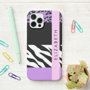 Leopard Print, Zebra Print, Purple, Your Name iPhone 12 Pro Case
