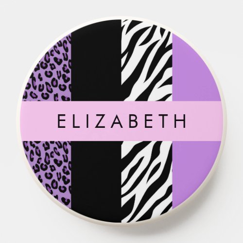 Leopard Print Zebra Print Purple Your Name PopSocket