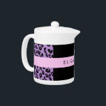 Leopard Print, Zebra Print, Purple, Your Name Teapot<br><div class="desc">Elegant, stylish and sophisticated leopard and zebra pattern in purple color. Modern and trendy gift, perfect for the animal print lover in your life. Personalize by adding your name, nickname, monogram or initials.</div>