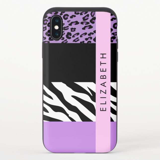 Leopard Print, Zebra Print, Purple, Your Name Uncommon iPhone Case (Back)