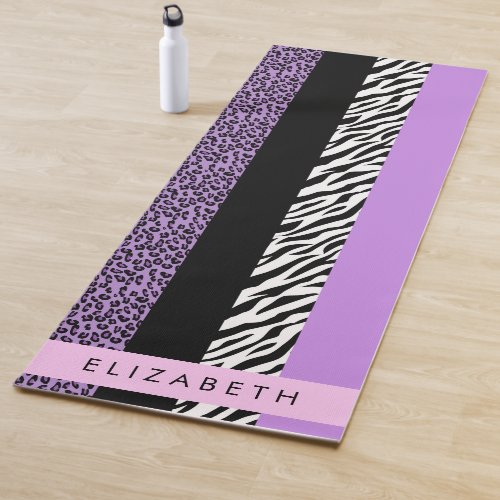 Leopard Print Zebra Print Purple Your Name Yoga Mat