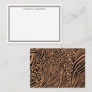 Leopard Print Zebra Stripe Pattern Note Card