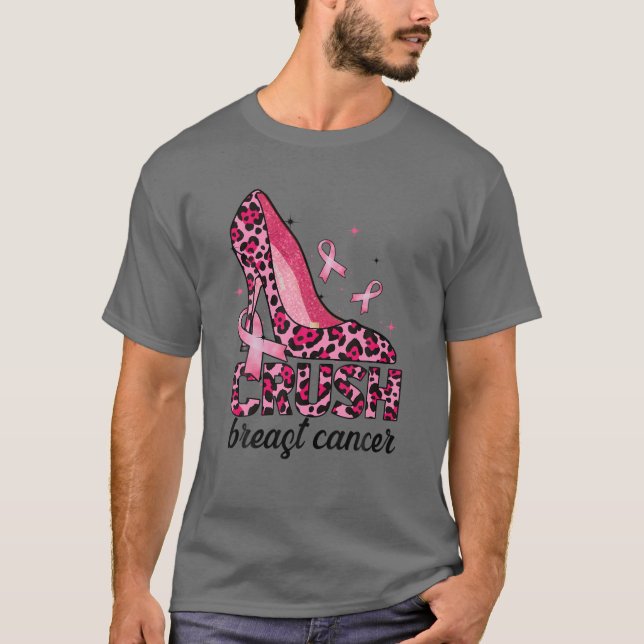 Leopard Printed High Heel Crush Breast Cancer Awar T-Shirt (Front)