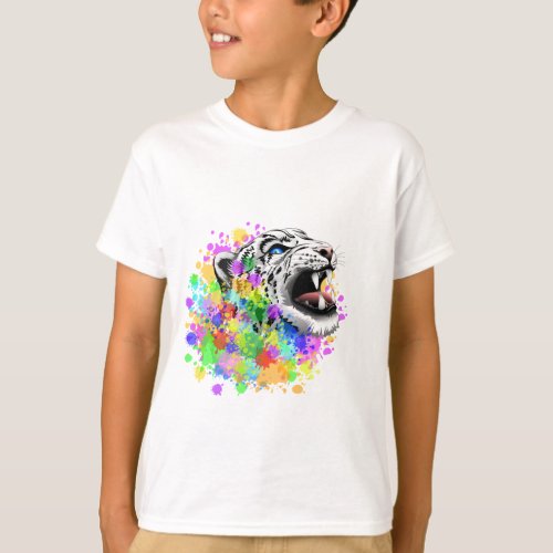 Leopard Psychedelic Paint Splats T_Shirt