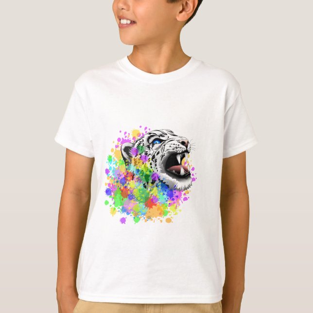 Leopard Psychedelic Paint Splats T-Shirt (Front)