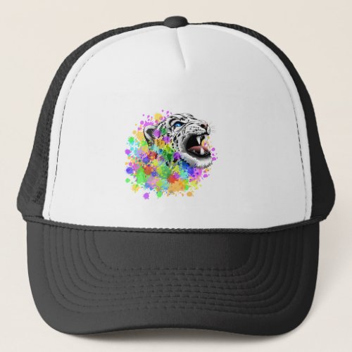 Leopard Psychedelic Paint Splats Trucker Hat