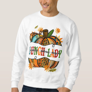 Leopard Pumpkin Fall Autumn Thanksgiving Lunch Lad Sweatshirt