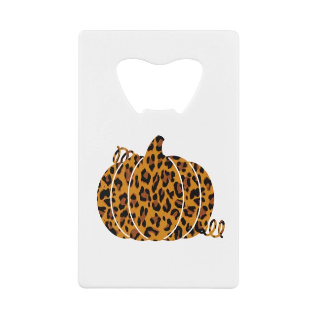 Leopard Pumpkin / Fall Season Credit Card Bottle Opener (Front)