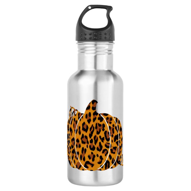 Leopard Pumpkin / Fall Season Stainless Steel Water Bottle (Front)