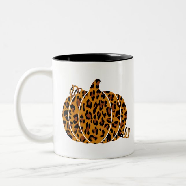 Leopard Pumpkin / Fall Season Two-Tone Coffee Mug (Left)